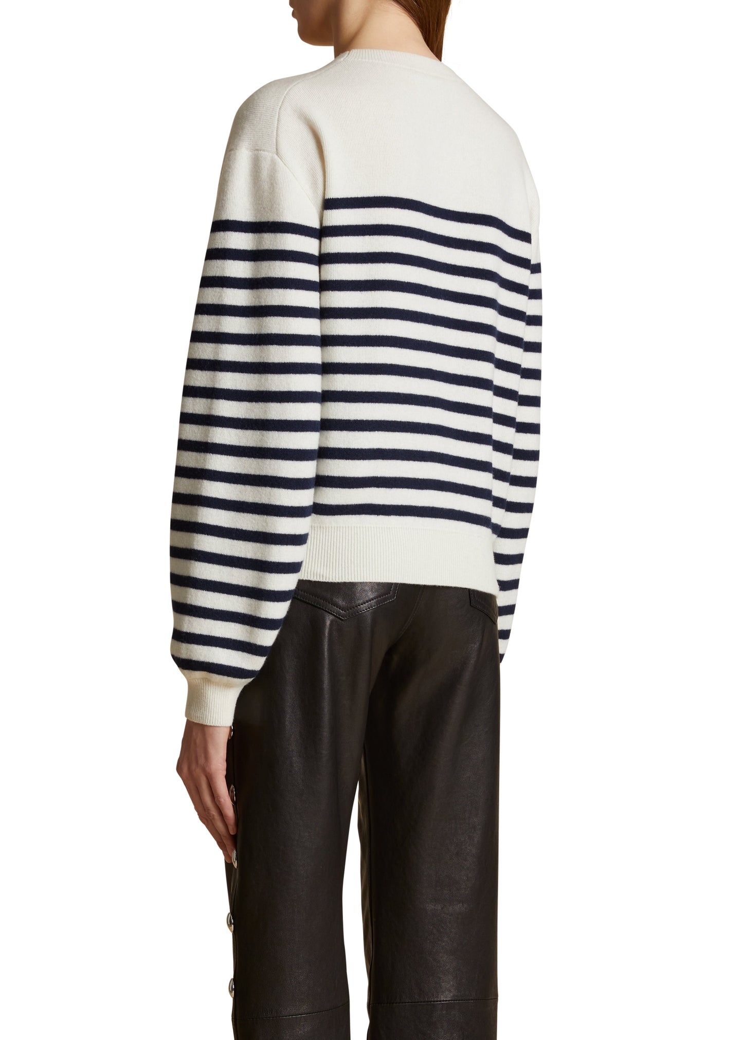 Viola Sweater in Ivory and Navy Stripe