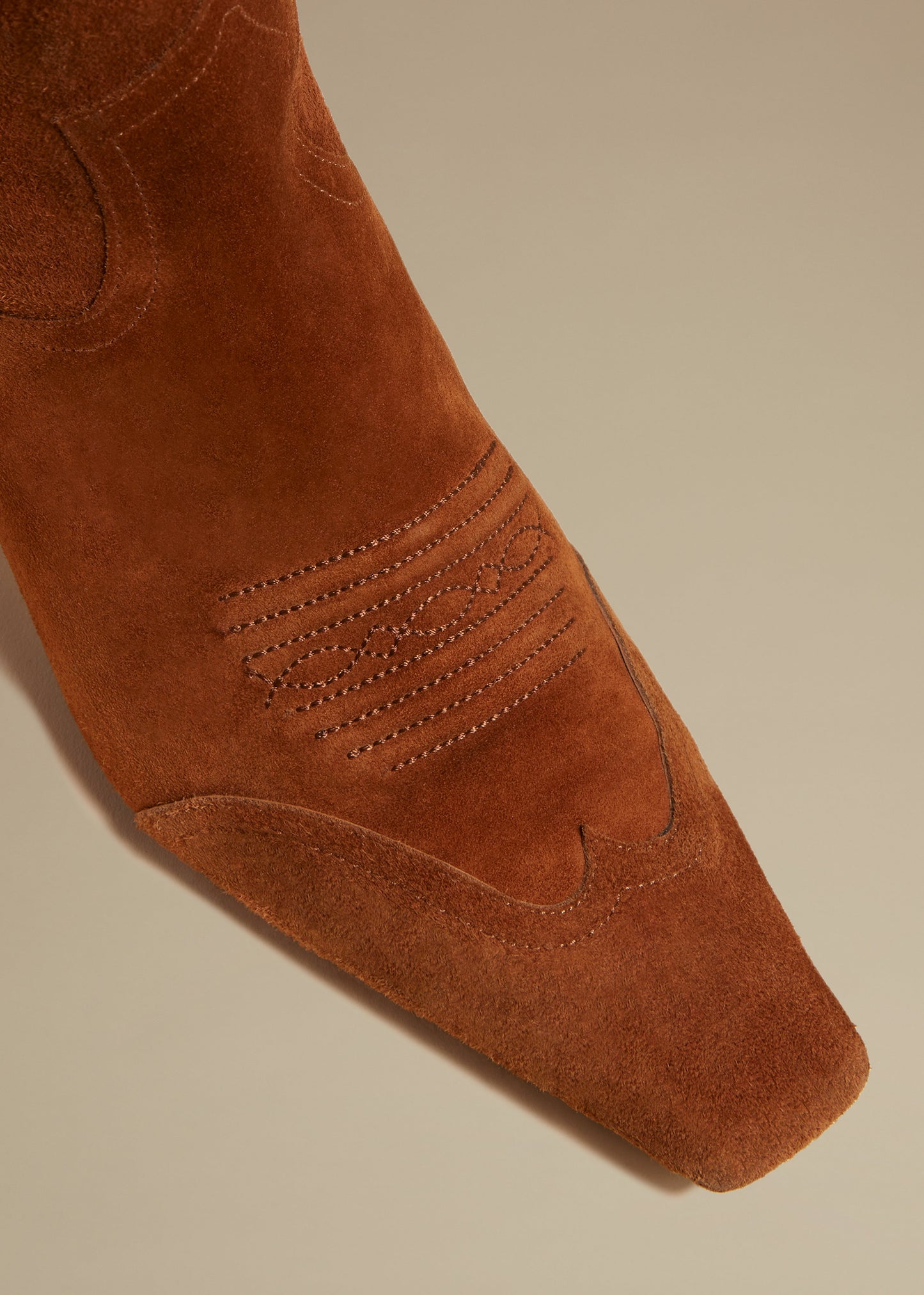 The Dallas Knee High Boot in Caramel Suede