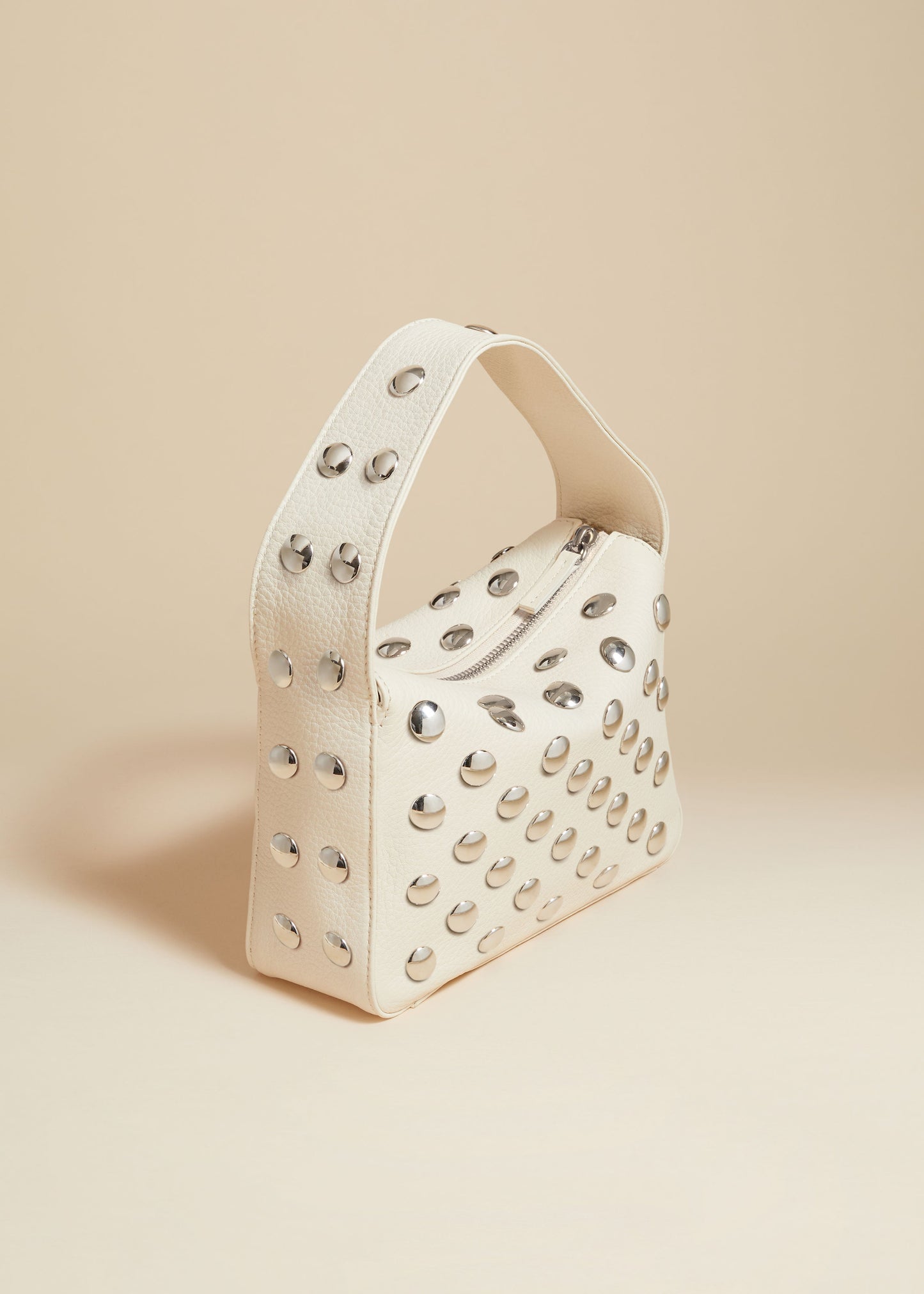 The Small Elena Bag in Off-White Leather with Studs