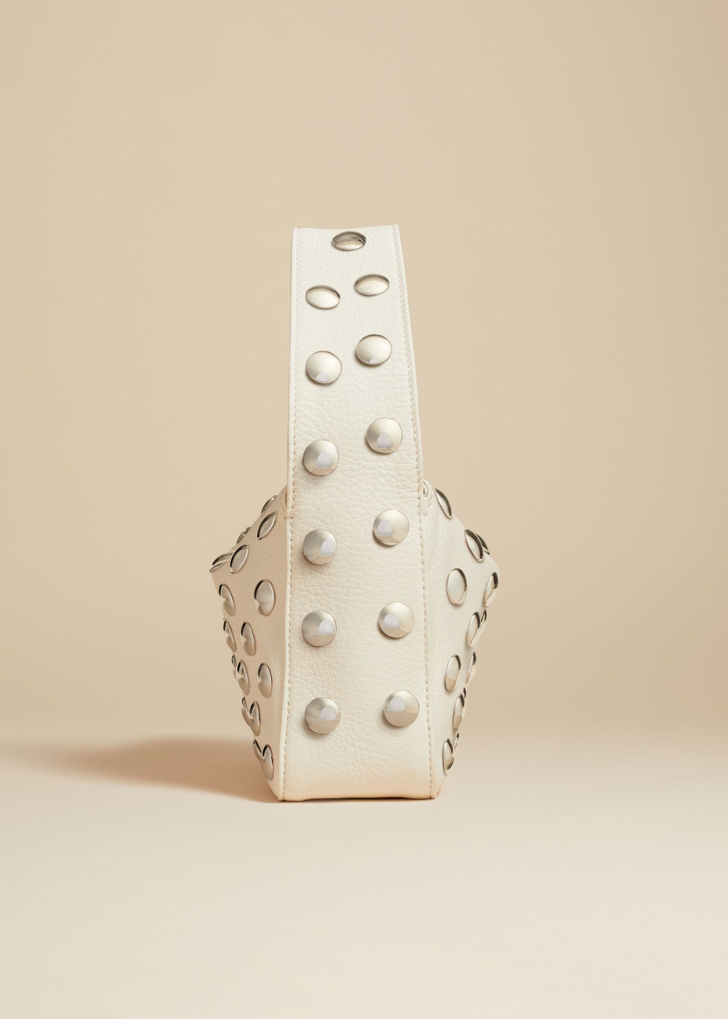 The Small Elena Bag in Off-White Leather with Studs