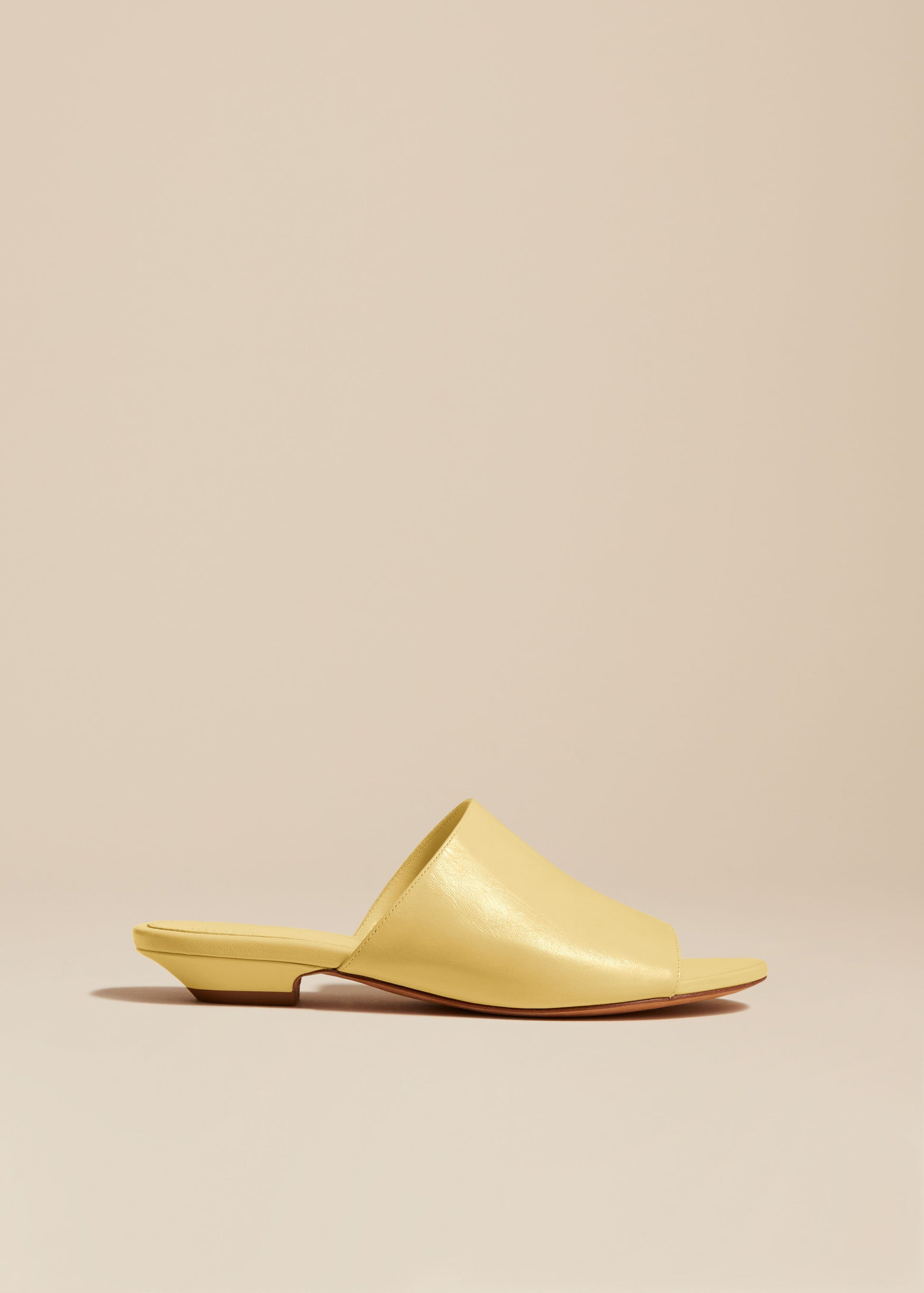 The Marion Slide in Pale Yellow Leather